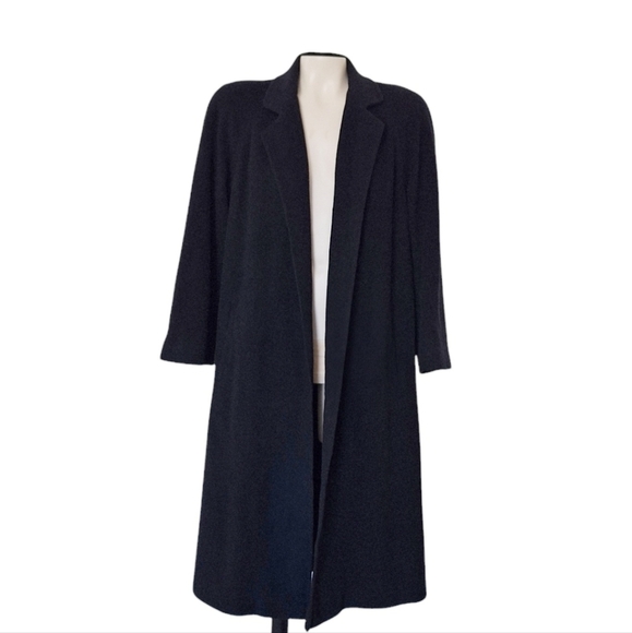 Neiman Marcus Regency Vintage  % Cashmere Coat Luxury Black Tie - Picture 1 of 5